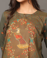 Moss Green Kalamkari Kurta
